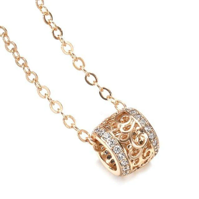 Wholesale Pendant Necklace Copper Mixed Gem Inlaid Zircon Hollowout Flower Wave Leaf Ochain For Women - Image 2