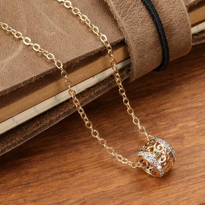 Wholesale Pendant Necklace Copper Mixed Gem Inlaid Zircon Hollowout Flower Wave Leaf Ochain For Women - Image 4