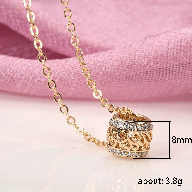 Wholesale Pendant Necklace Copper Mixed Gem Inlaid Zircon Hollowout Flower Wave Leaf Ochain For Women - Image 5