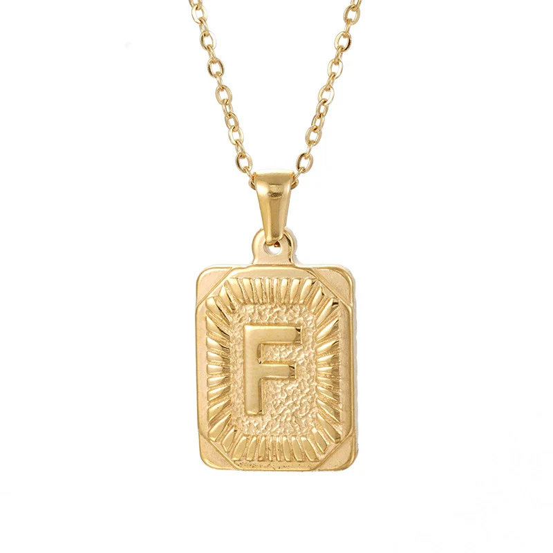 Wholesale Pendant Necklace 316L Stainless Steel Square Letter Electroplated Unisex - Image 11