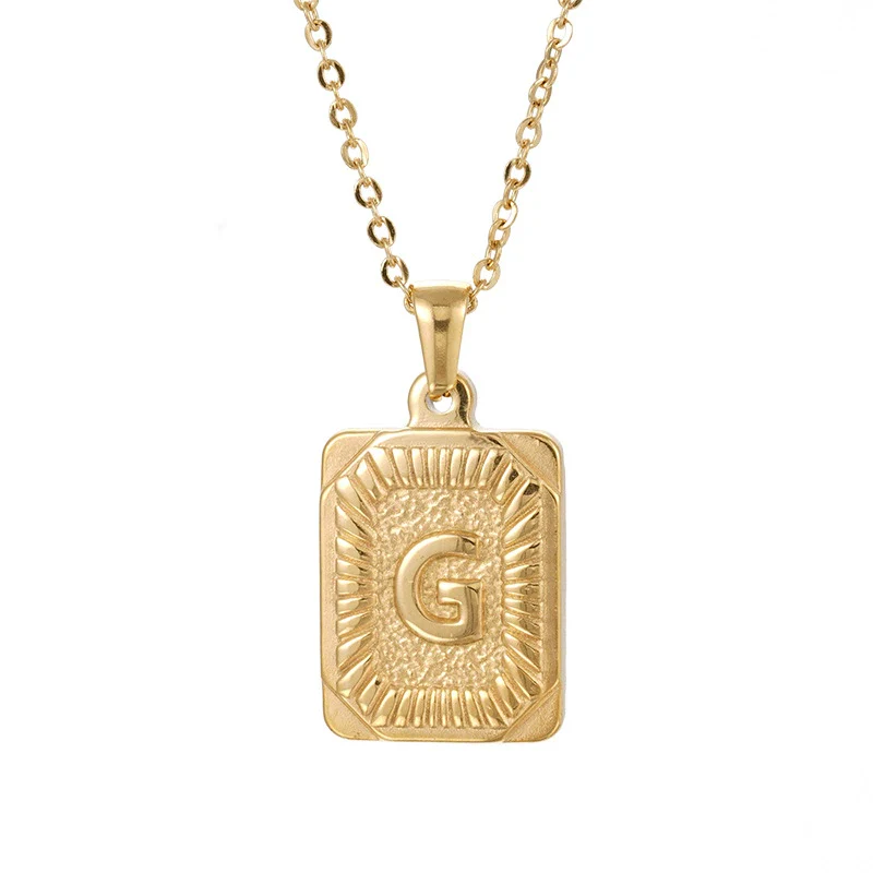 Wholesale Pendant Necklace 316L Stainless Steel Square Letter Electroplated Unisex - Image 12