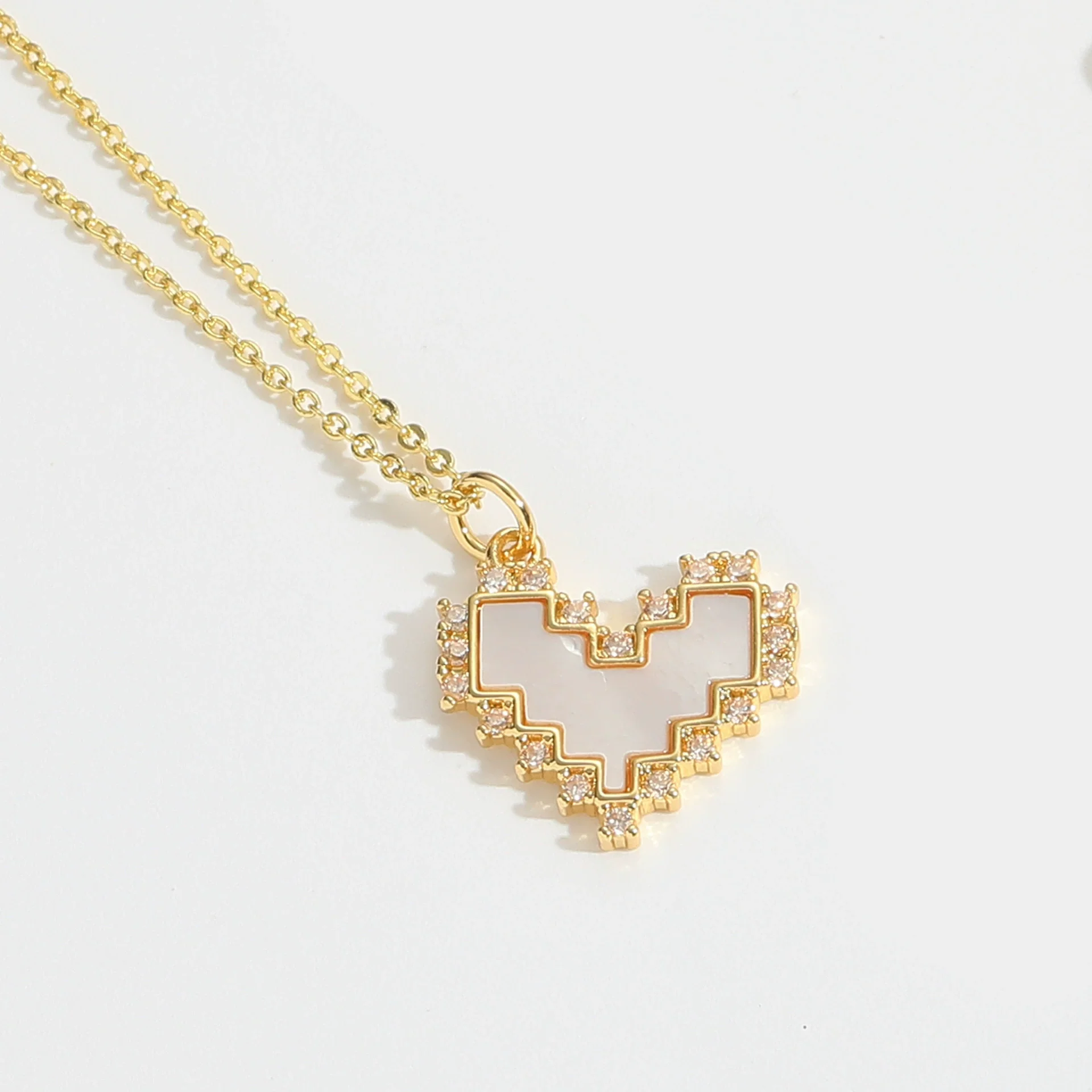 Wholesale Pendant Necklace Women's Copper Heartshaped Geometric Style Electroplating Mixed Gemstone Setting O Chain - Image 9