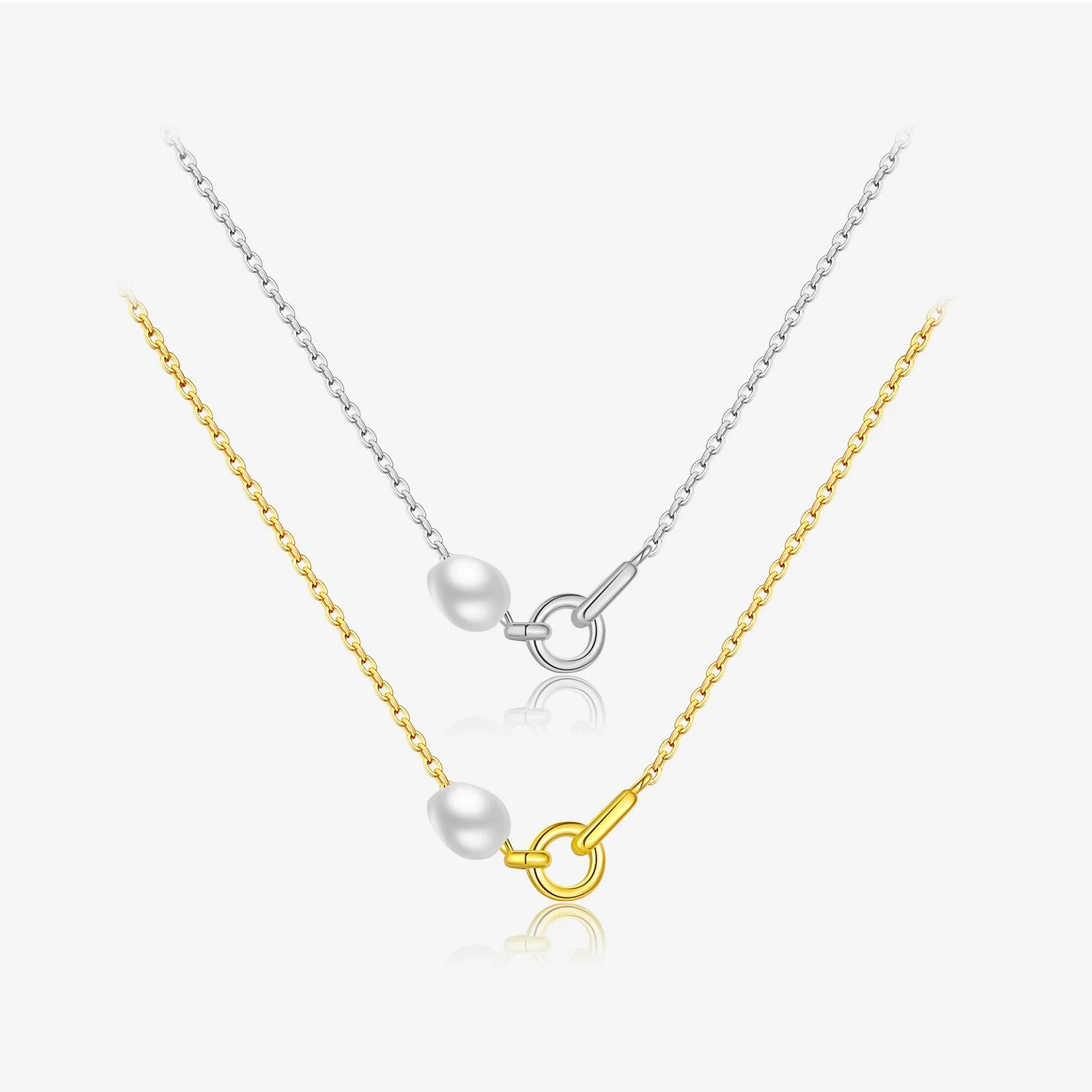 Wholesale Pendant Necklace Women's S925 Sterling Silver Pearl Geometric Electroplated Platinum 18K Gold Style