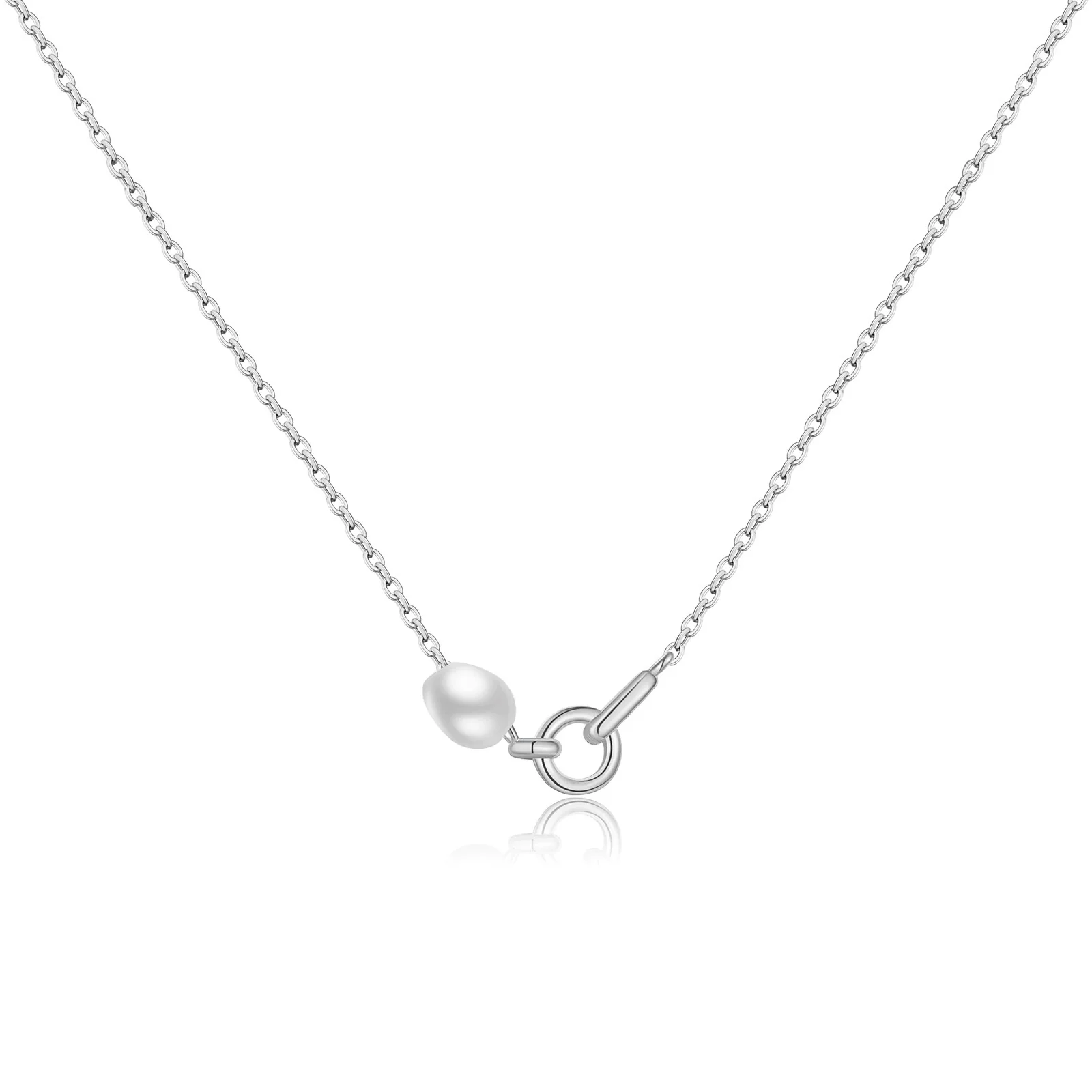 Wholesale Pendant Necklace Women's S925 Sterling Silver Pearl Geometric Electroplated Platinum 18K Gold Style - Image 5