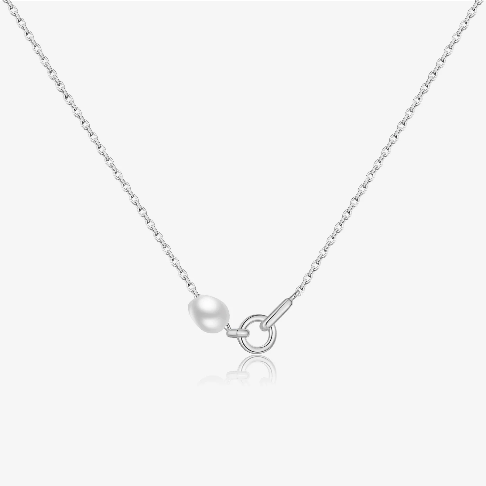 Wholesale Pendant Necklace Women's S925 Sterling Silver Pearl Geometric Electroplated Platinum 18K Gold Style - Image 6