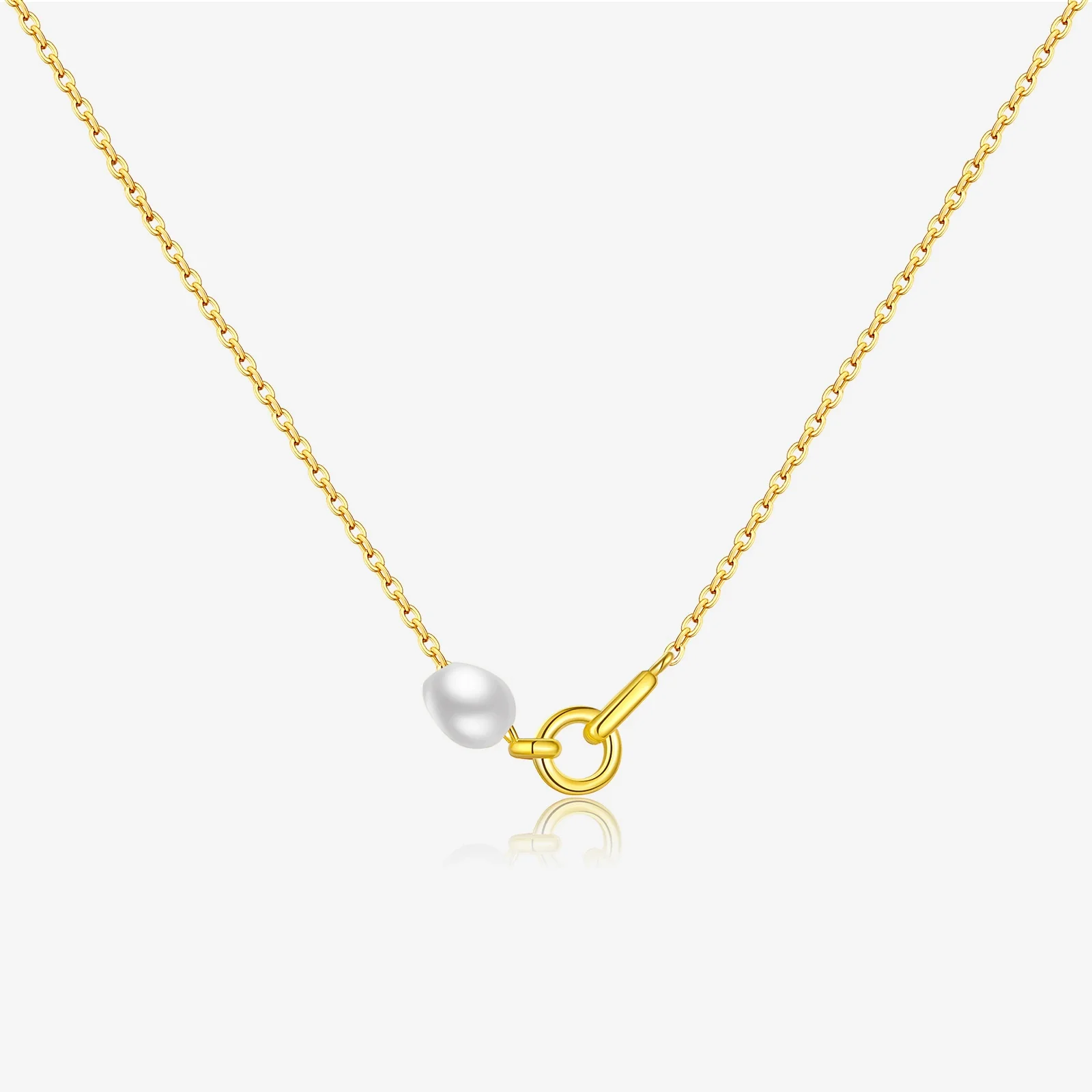 Wholesale Pendant Necklace Women's S925 Sterling Silver Pearl Geometric Electroplated Platinum 18K Gold Style - Image 7