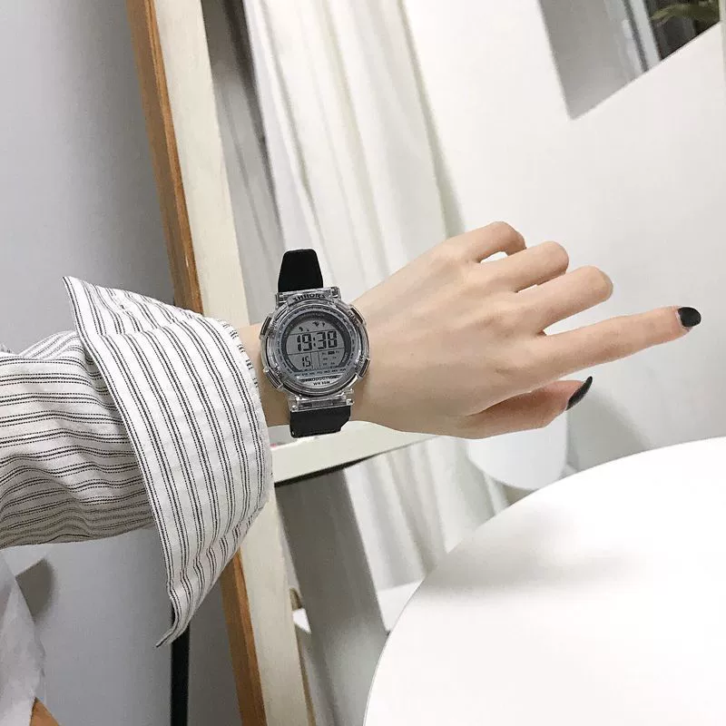 Wholesale Plastic And Silicone Round Dial Multifunctional Luminous Electronic Watch For Students With Stainless Steel Buckle - Image 2