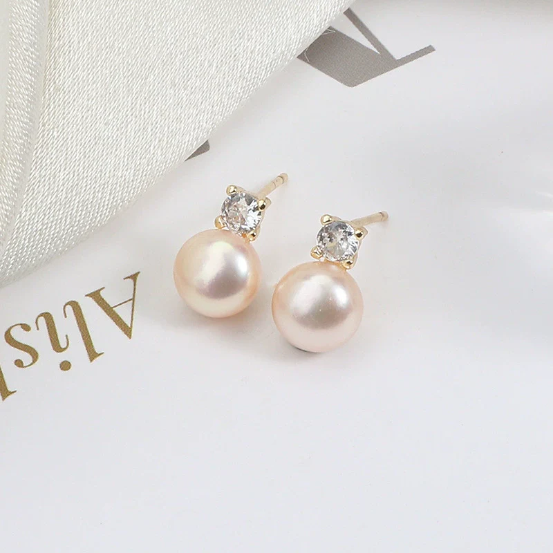 Wholesale Princess Freshwater Pearl Earrings 925 Silver Needle Copper Inlay Multicolor Natural Oblate Shape - Image 11