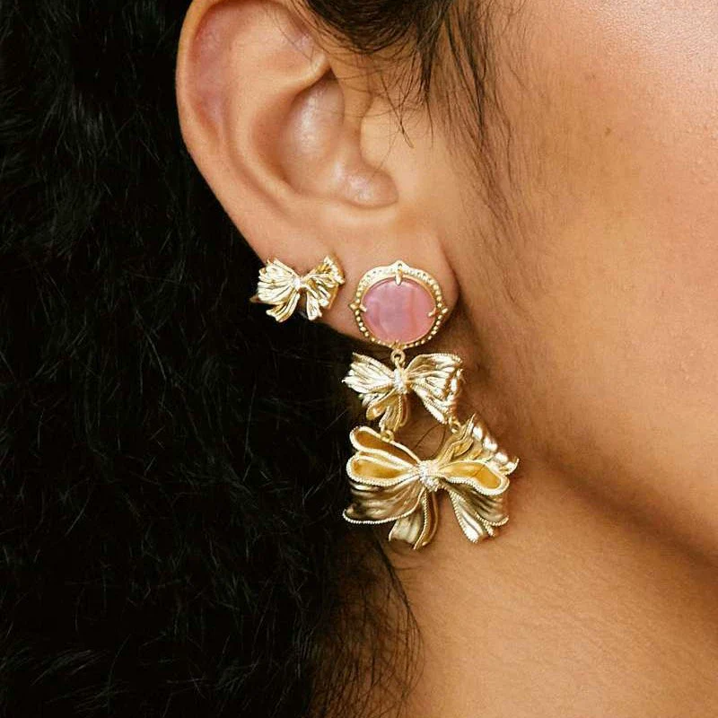 Wholesale Punk Geometric Crystal Pendant Necklace Bow Earrings Bracelet With Electroplating - Image 3