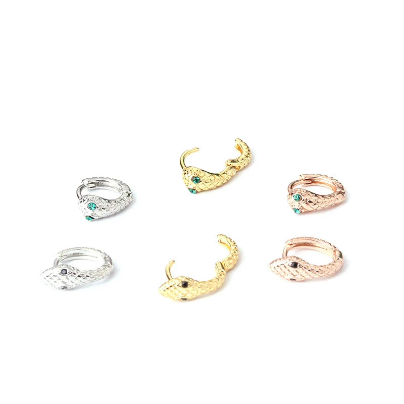 Wholesale Punk Style Metal Animal Snakeshaped Electroplated Rose Gold Women's Earrings - Image 5