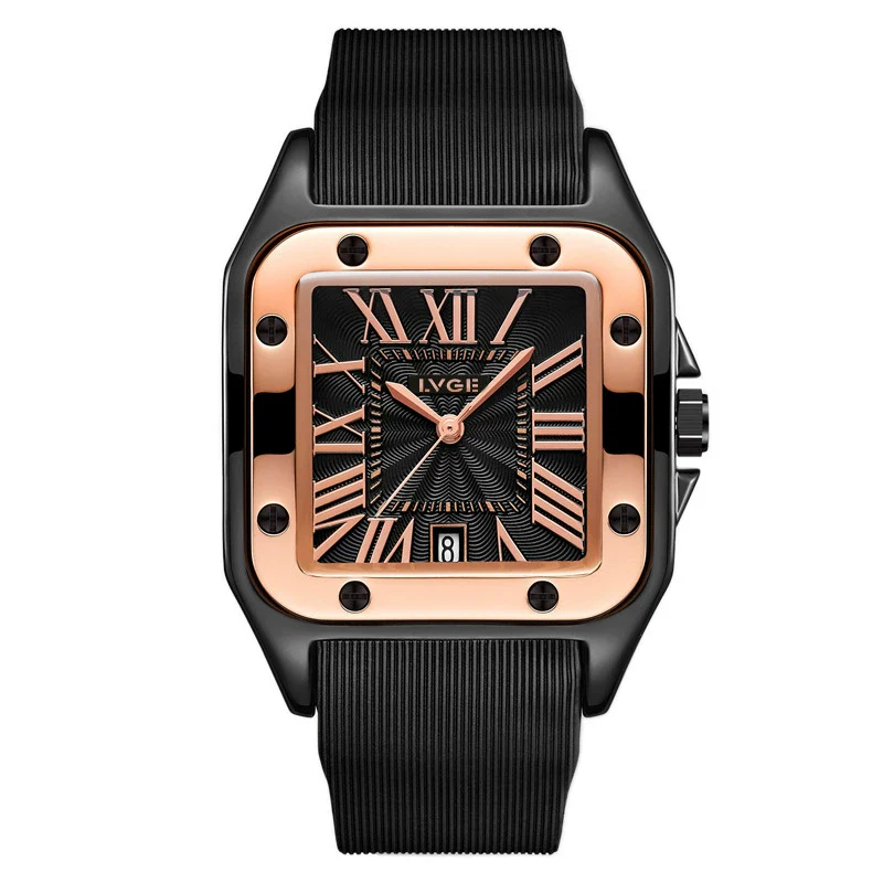 Wholesale Quartz Watch Alloy Case Silicone Strap Square Casual Retro Style - Image 10