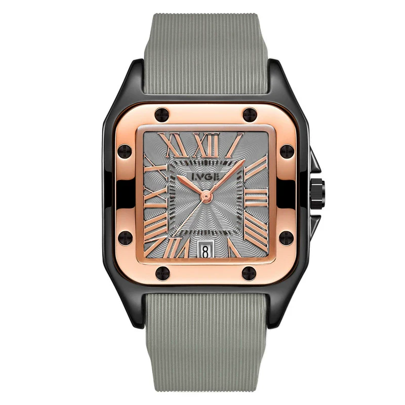 Wholesale Quartz Watch Alloy Case Silicone Strap Square Casual Retro Style - Image 6