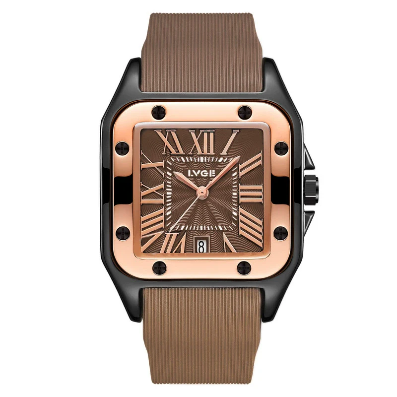 Wholesale Quartz Watch Alloy Case Silicone Strap Square Casual Retro Style - Image 8