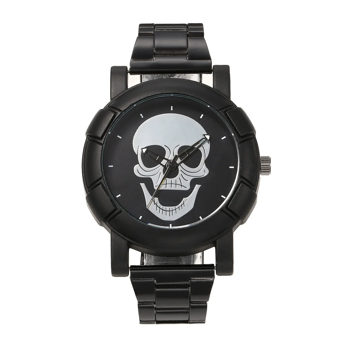 Wholesale Quartz Watch With Steel Strap Alloy Case Round Dial And Skull Design For Men - Image 8