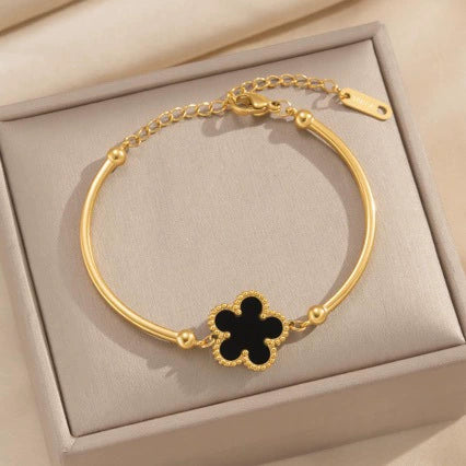 Wholesale Real Gold Electroplated Flower Titanium Steel Bracelet For Women And Unisex Light Luxury Fashion Accessory - Image 4