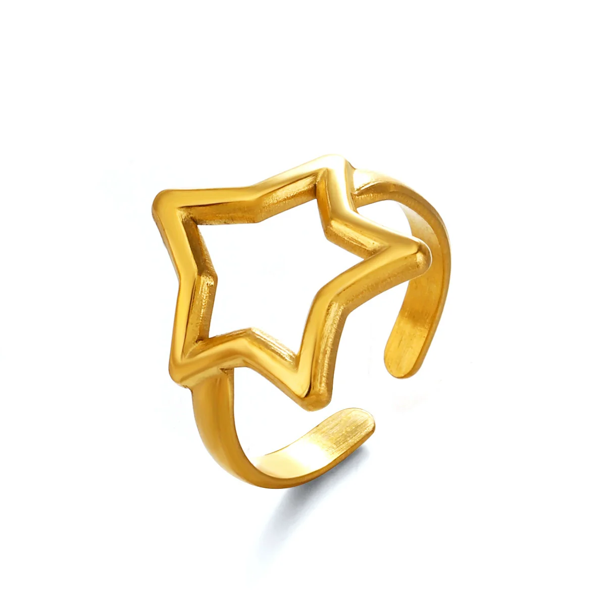 Wholesale Real Gold Electroplated Geometric Star Stainless Steel Ring For Women - Image 5