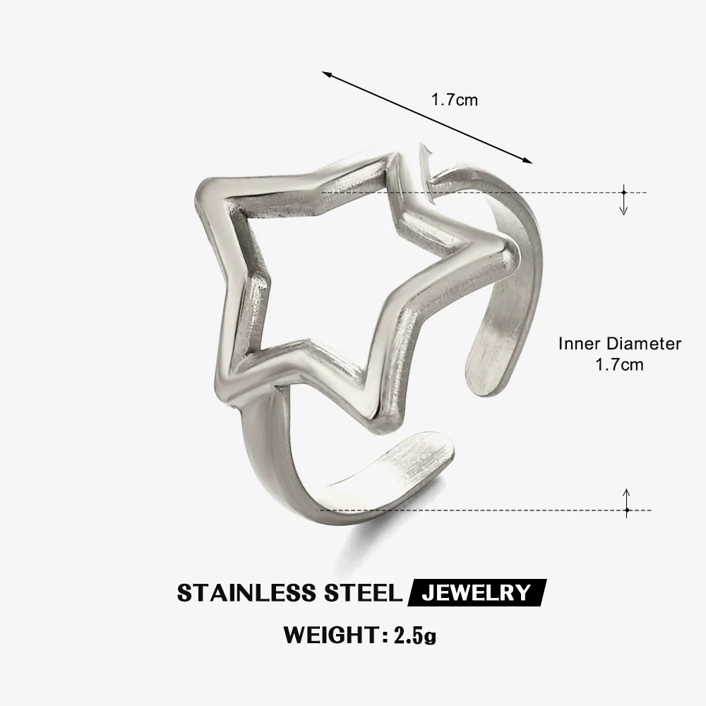 Wholesale Real Gold Electroplated Geometric Star Stainless Steel Ring For Women - Image 7