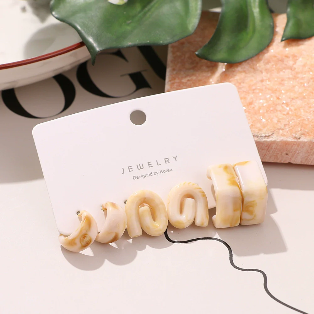 Wholesale Resin And Plastic Geometric Fashion Earrings Set With Epoxy Treatment - Image 2