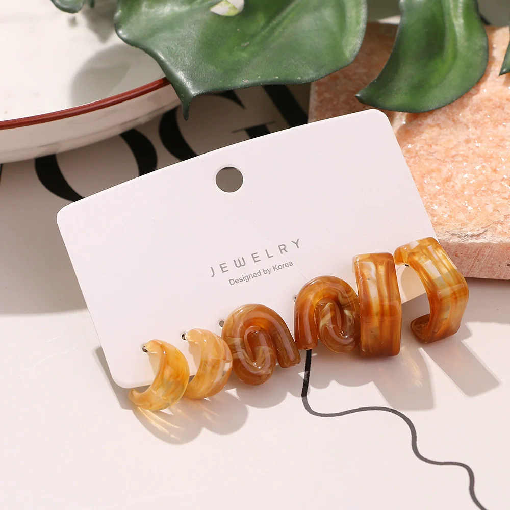 Wholesale Resin And Plastic Geometric Fashion Earrings Set With Epoxy Treatment - Image 4