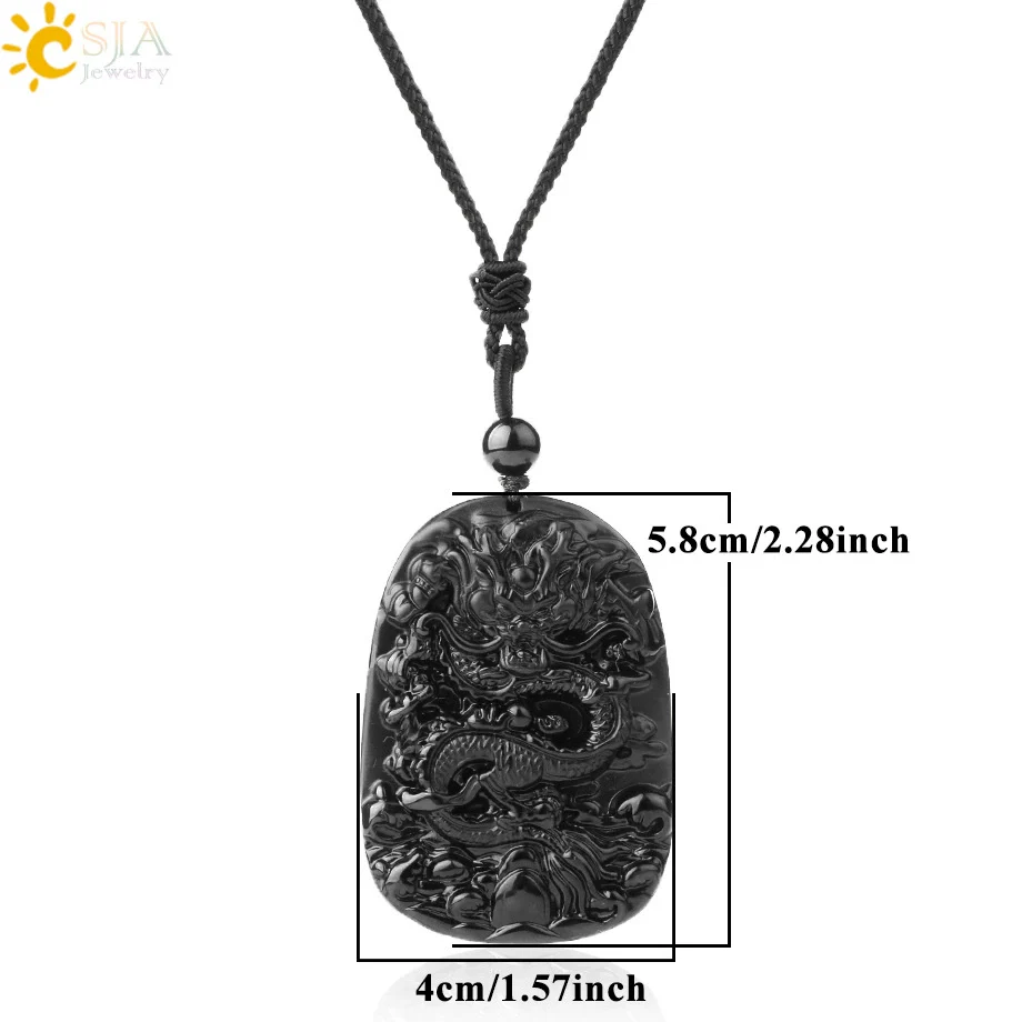 Wholesale Retro Animal Pendant Necklace With Obsidian And Braided Rope Polished - Image 12