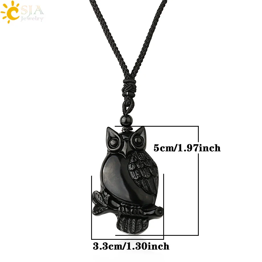 Wholesale Retro Animal Pendant Necklace With Obsidian And Braided Rope Polished - Image 6
