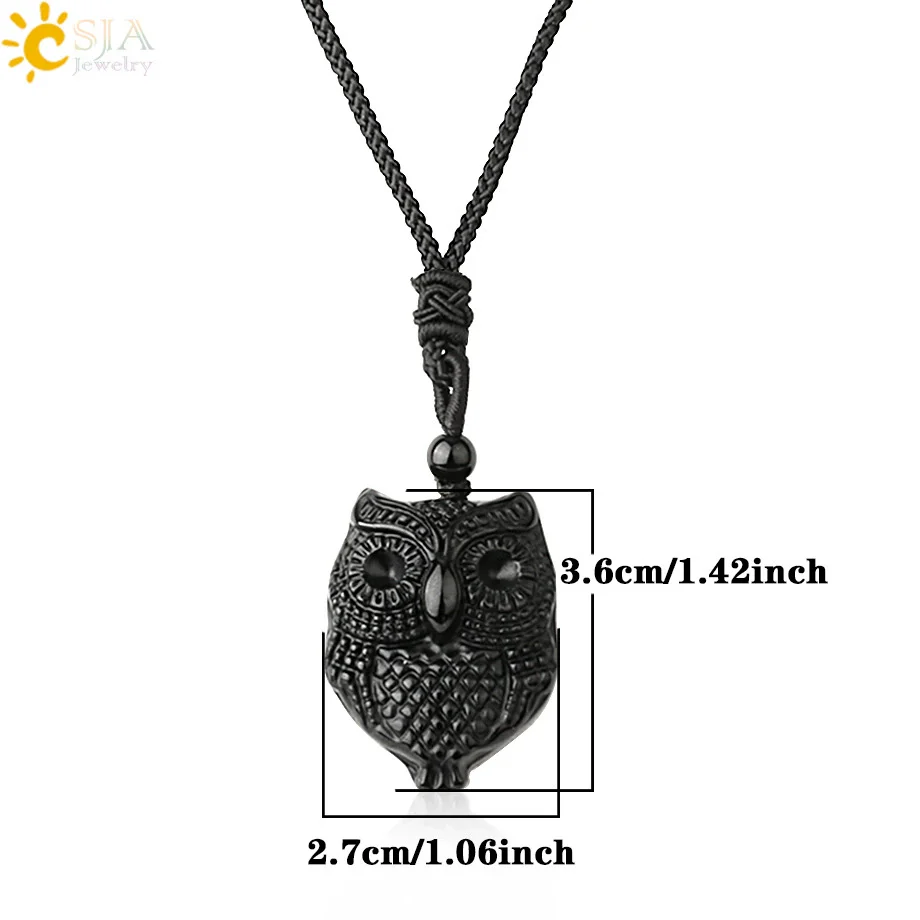 Wholesale Retro Animal Pendant Necklace With Obsidian And Braided Rope Polished - Image 7