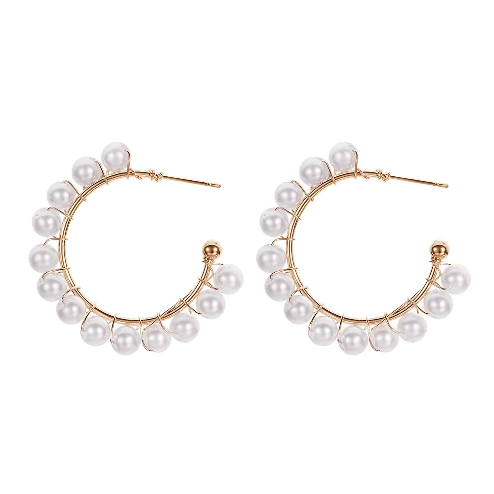 Wholesale Retro C Shaped Geometric Pearl And Alloy Earrings - Image 12