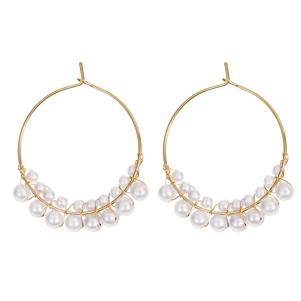 Wholesale Retro C Shaped Geometric Pearl And Alloy Earrings - Image 7