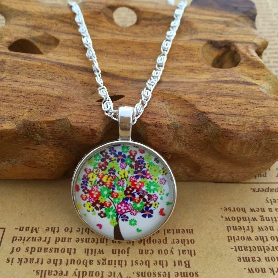 Wholesale Retro Copper Plastic Resin Leaves Life Tree Necklace Sweater Chain - Image 4