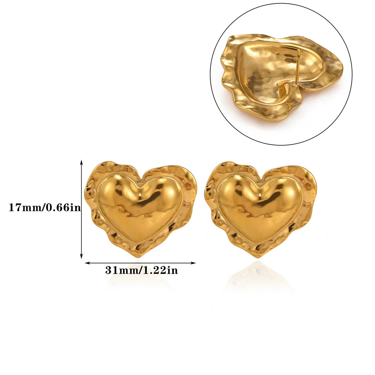 Wholesale Retro Elegant Highend Women's Gold Plated Stainless Steel Heart Sun Flower Geometric Round Earrings - Image 11