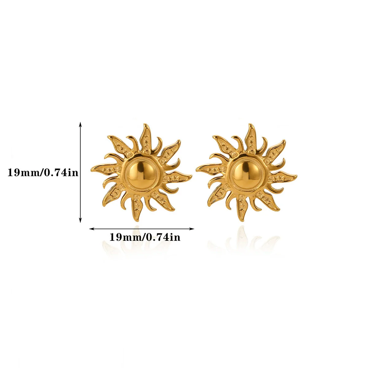 Wholesale Retro Elegant Highend Women's Gold Plated Stainless Steel Heart Sun Flower Geometric Round Earrings - Image 12