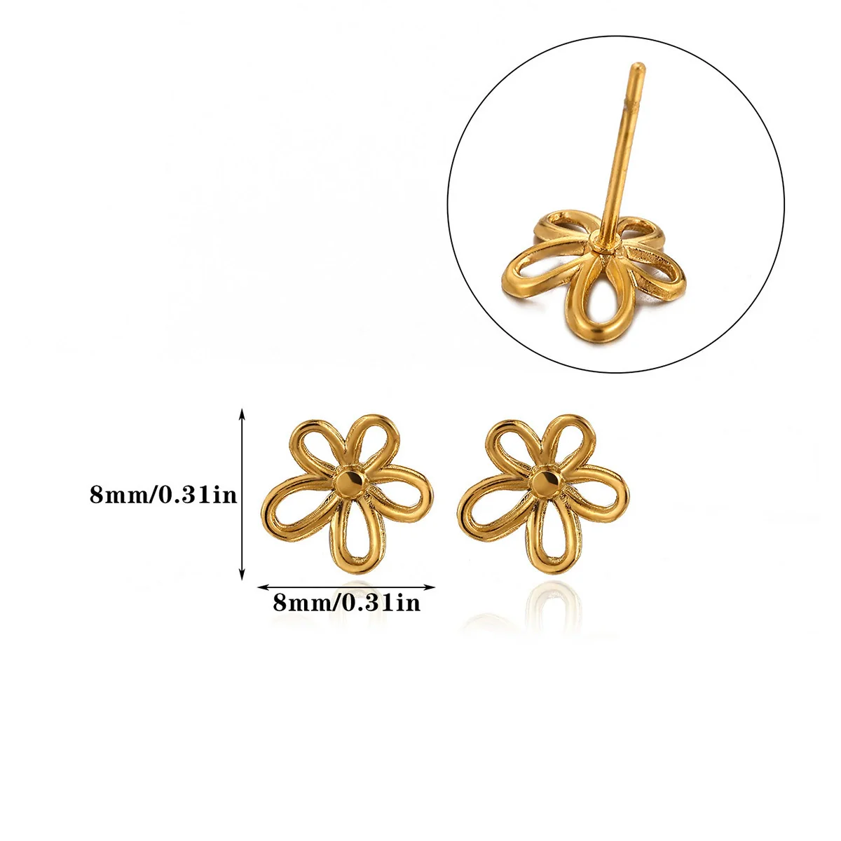 Wholesale Retro Elegant Highend Women's Gold Plated Stainless Steel Heart Sun Flower Geometric Round Earrings - Image 13