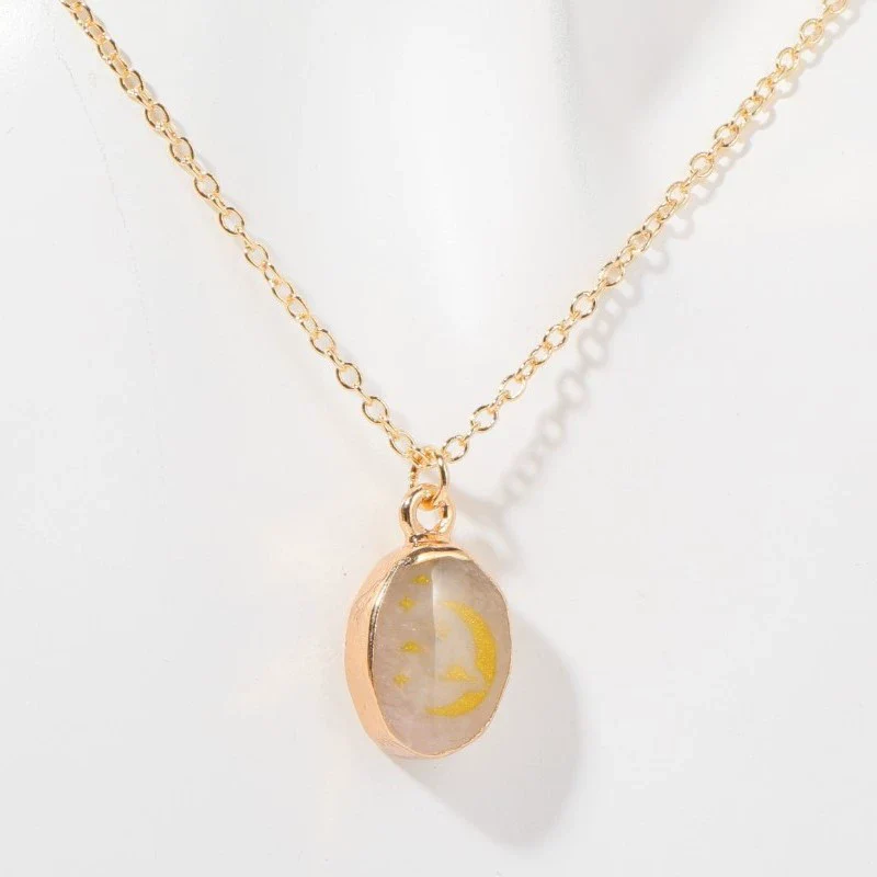 Wholesale Retro Geometric Butterfly Star Moon Love Snake Flower Planet Pendant Necklace For Women Made Of Copper With Gem Inlay And Carving Ochain - Image 5