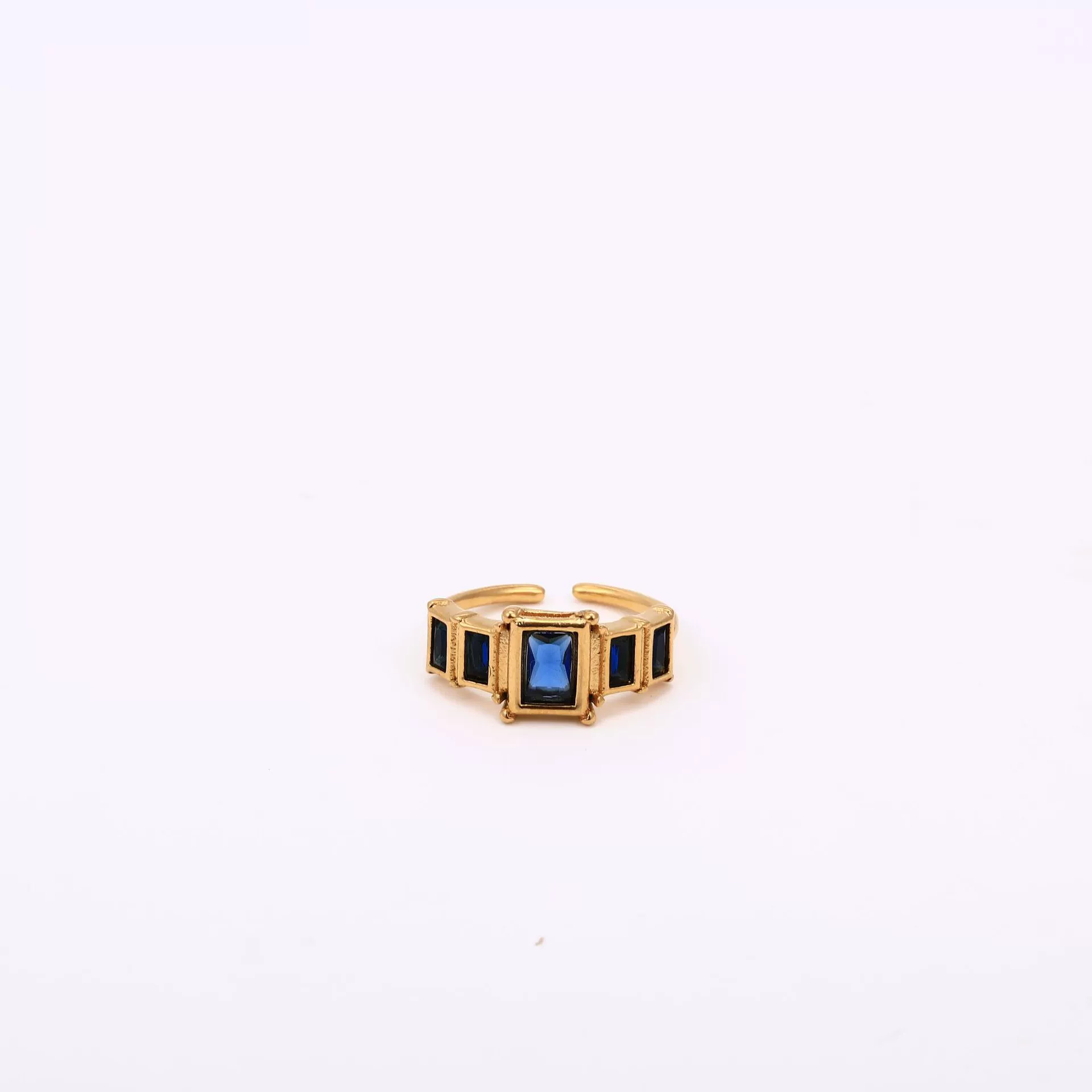 Wholesale Retro Geometric Colored Zircon December Birthstone Titanium Steel Electroplated Ring Unisex - Image 11