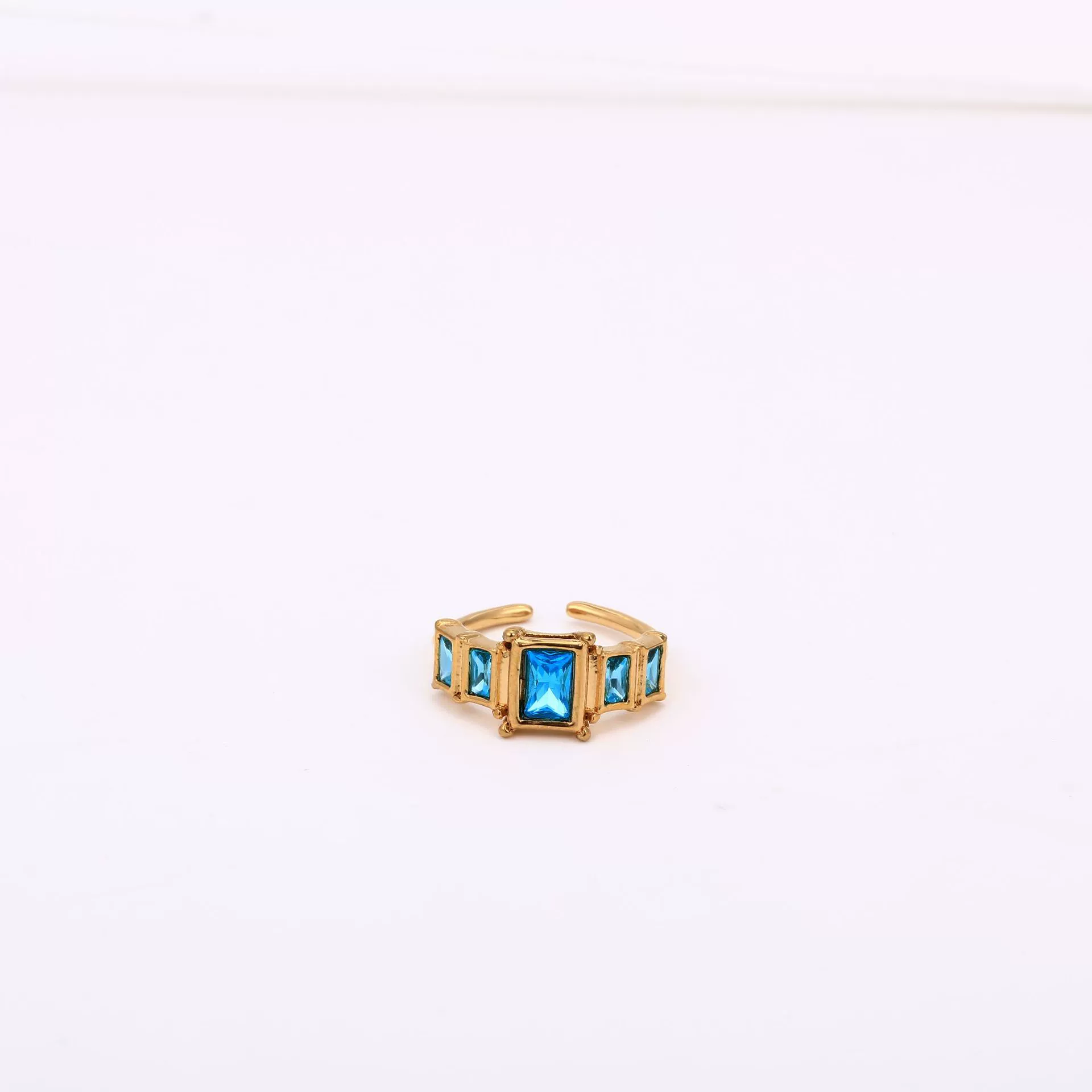 Wholesale Retro Geometric Colored Zircon December Birthstone Titanium Steel Electroplated Ring Unisex - Image 13