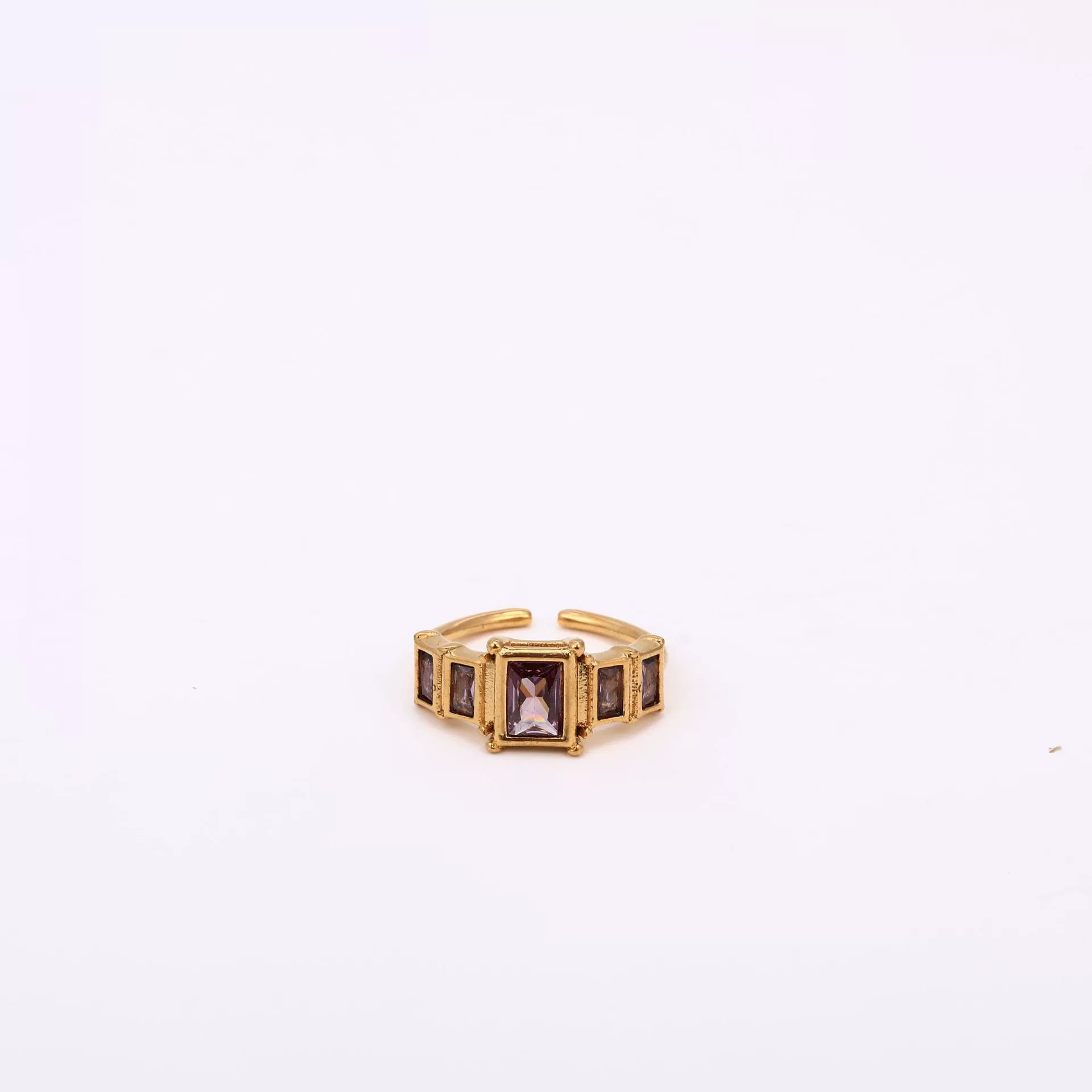 Wholesale Retro Geometric Colored Zircon December Birthstone Titanium Steel Electroplated Ring Unisex - Image 6