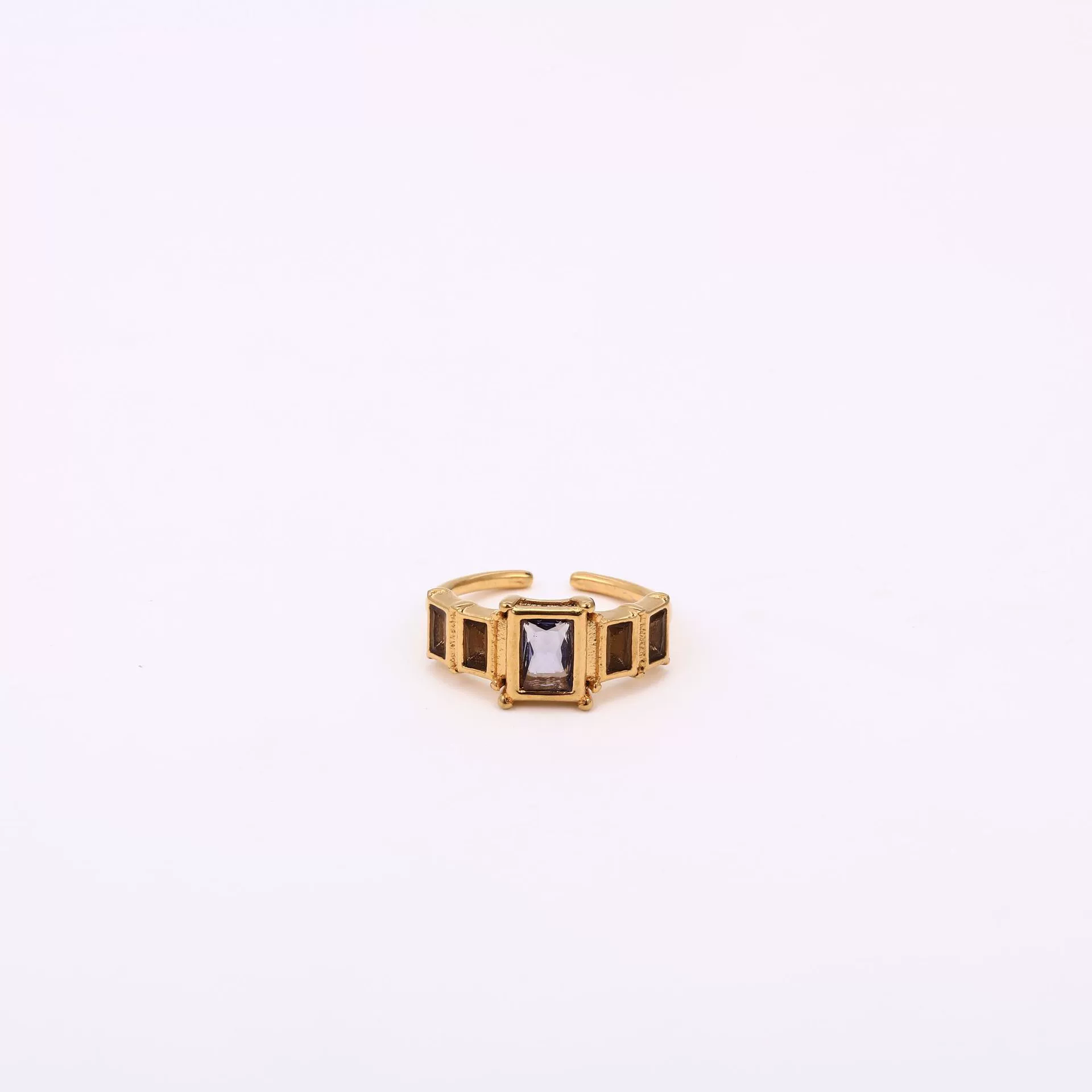 Wholesale Retro Geometric Colored Zircon December Birthstone Titanium Steel Electroplated Ring Unisex - Image 7