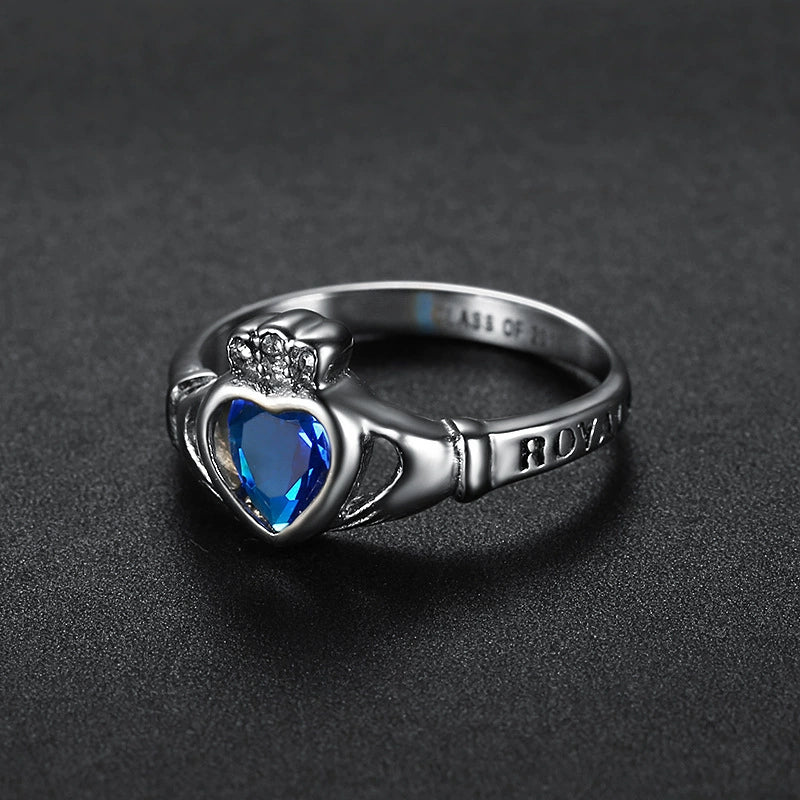 Wholesale Retro Heartshaped Titanium Steel Student Ring With Oil Treatment - Image 2