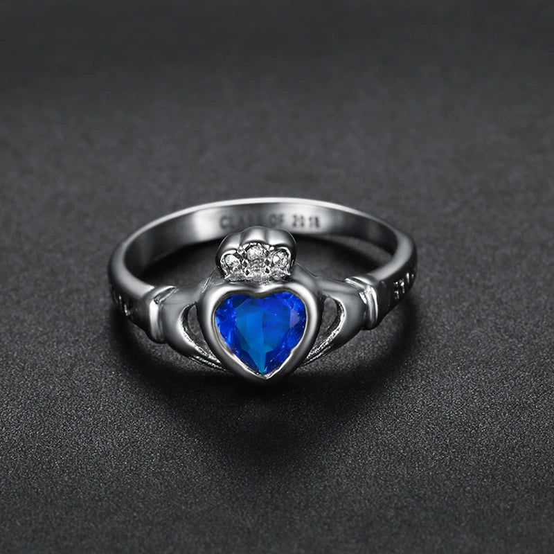 Wholesale Retro Heartshaped Titanium Steel Student Ring With Oil Treatment - Image 3
