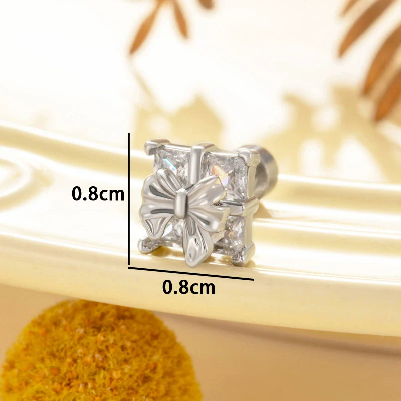 Wholesale Retro Style Bow Shape Zirconia Metal Earrings - Image 2