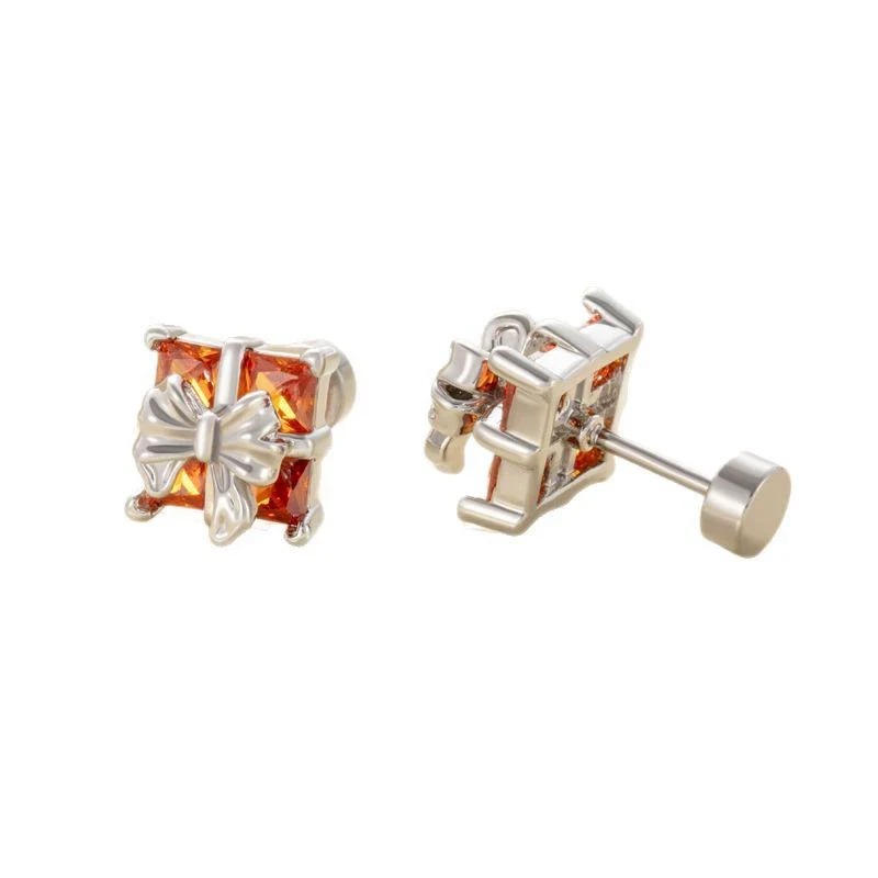 Wholesale Retro Style Bow Shape Zirconia Metal Earrings - Image 5