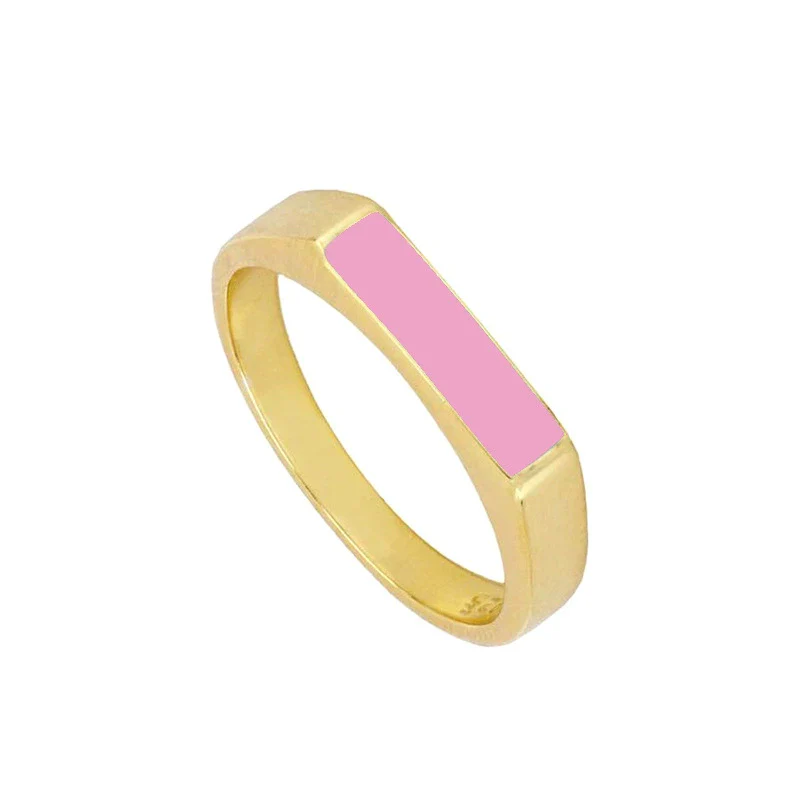 Wholesale Retro Style Geometric Copper Ring For Women With Epoxy And Enamel Electroplating - Image 9