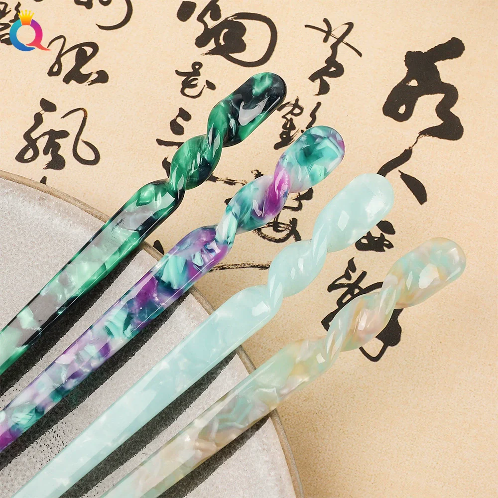 Wholesale Retro Style Marble Acetic Acid Plate Rhombus Hairpin For Women Hair Accessories