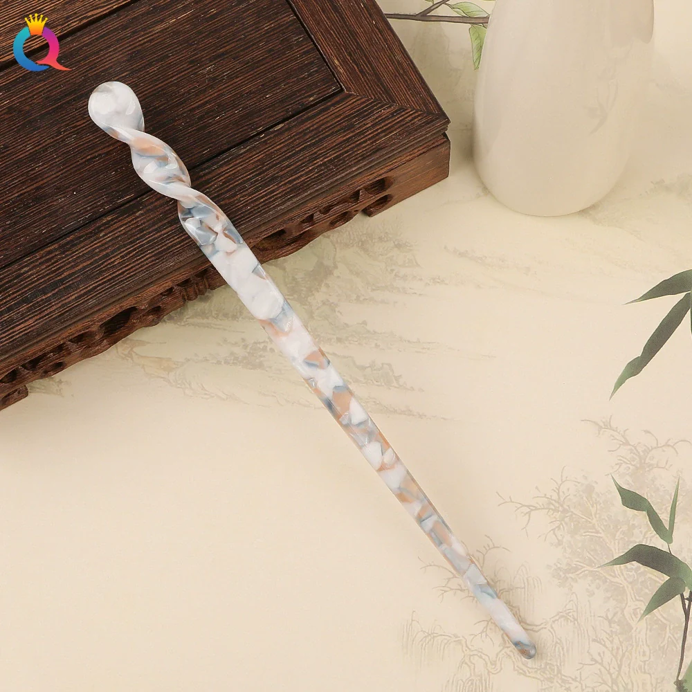 Wholesale Retro Style Marble Acetic Acid Plate Rhombus Hairpin For Women Hair Accessories - Image 13