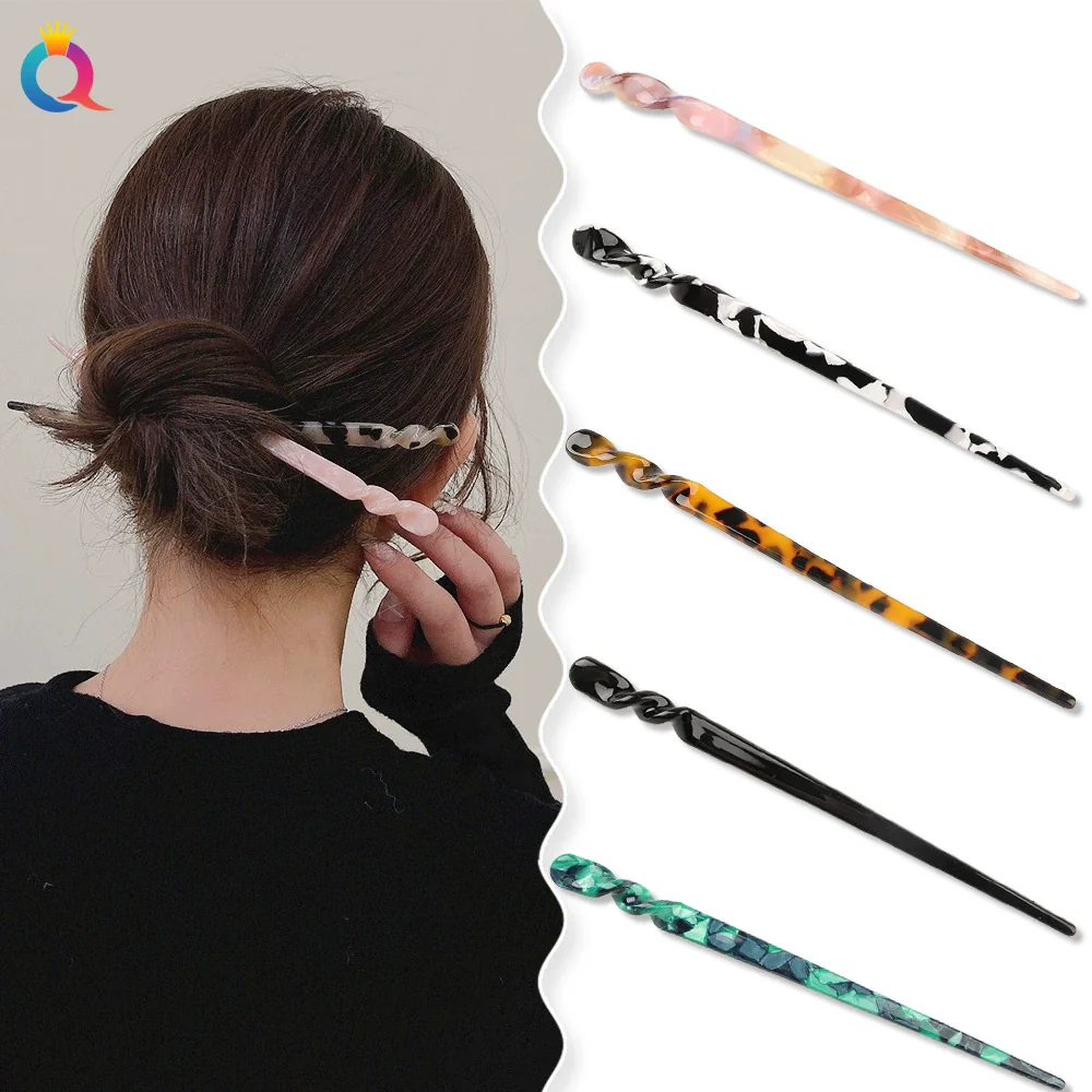Wholesale Retro Style Marble Acetic Acid Plate Rhombus Hairpin For Women Hair Accessories - Image 2