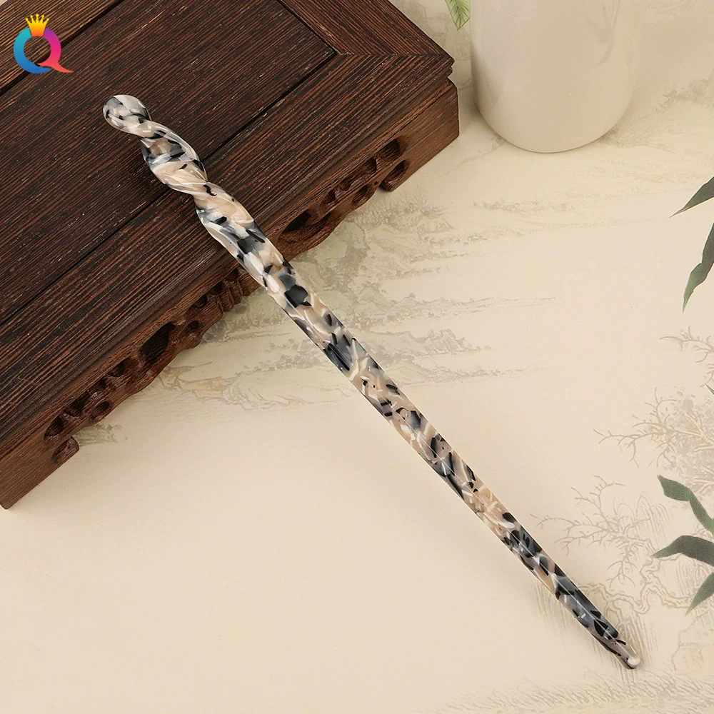 Wholesale Retro Style Marble Acetic Acid Plate Rhombus Hairpin For Women Hair Accessories - Image 8