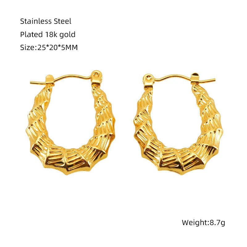 Wholesale Retro Style 316L Stainless Steel Ushape Women's Earrings 18K Gold Plated - Image 6