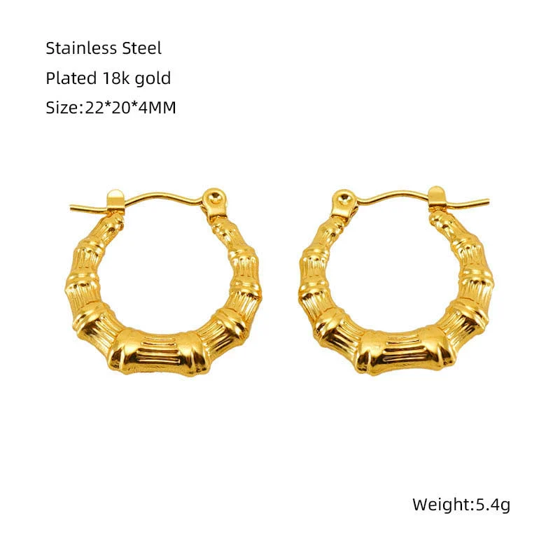 Wholesale Retro Style 316L Stainless Steel Ushape Women's Earrings 18K Gold Plated - Image 7
