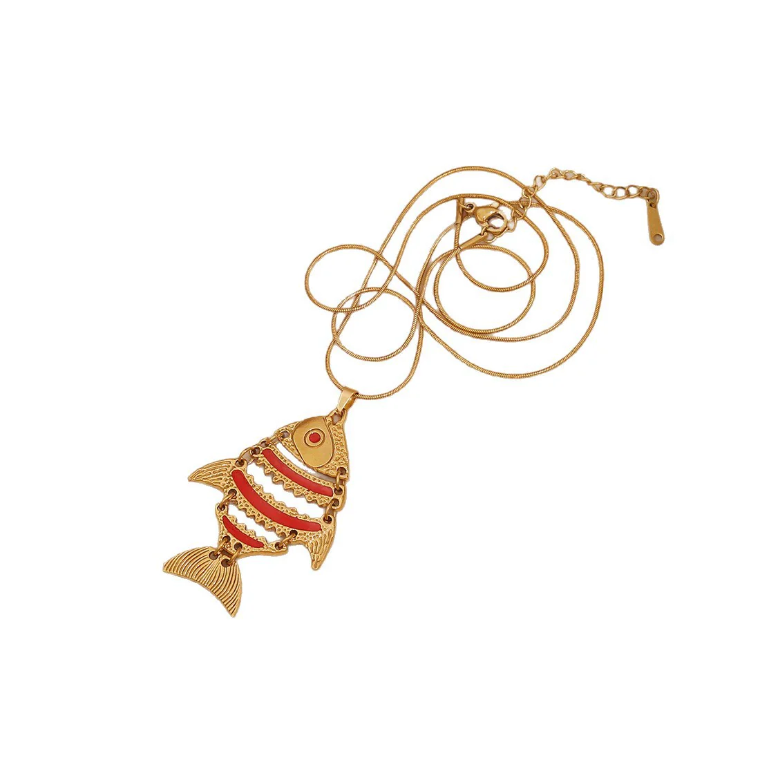 Wholesale Retro Threedimensional Koi Pendant Necklace Made Of Stainless Steel For Jewelry Accessories - Image 5