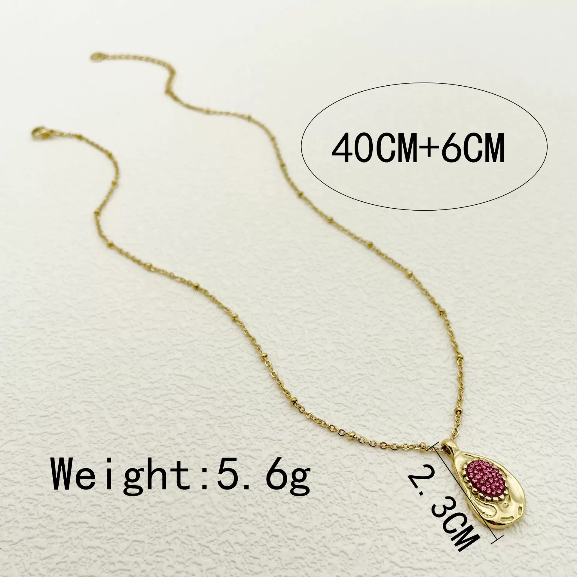 Wholesale Rhinestone Pendant Necklace French Retro Geometric Stainless Steel 18K Goldplated Clavicle Chain For Women - Image 3